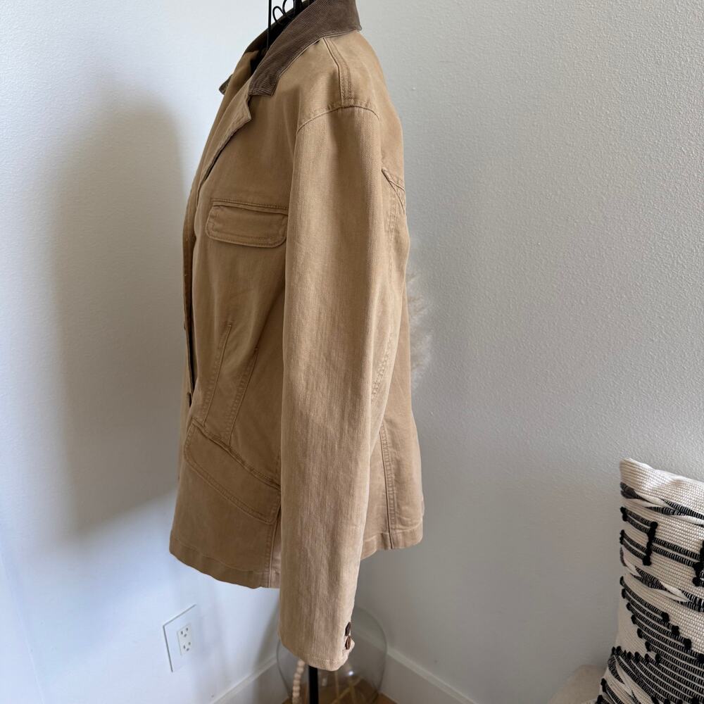 VTG 90's Lauren Ralph Lauren Tan Canvas Corduroy Chore Barn Coat Blazer Jacket - Picture 5 of 11